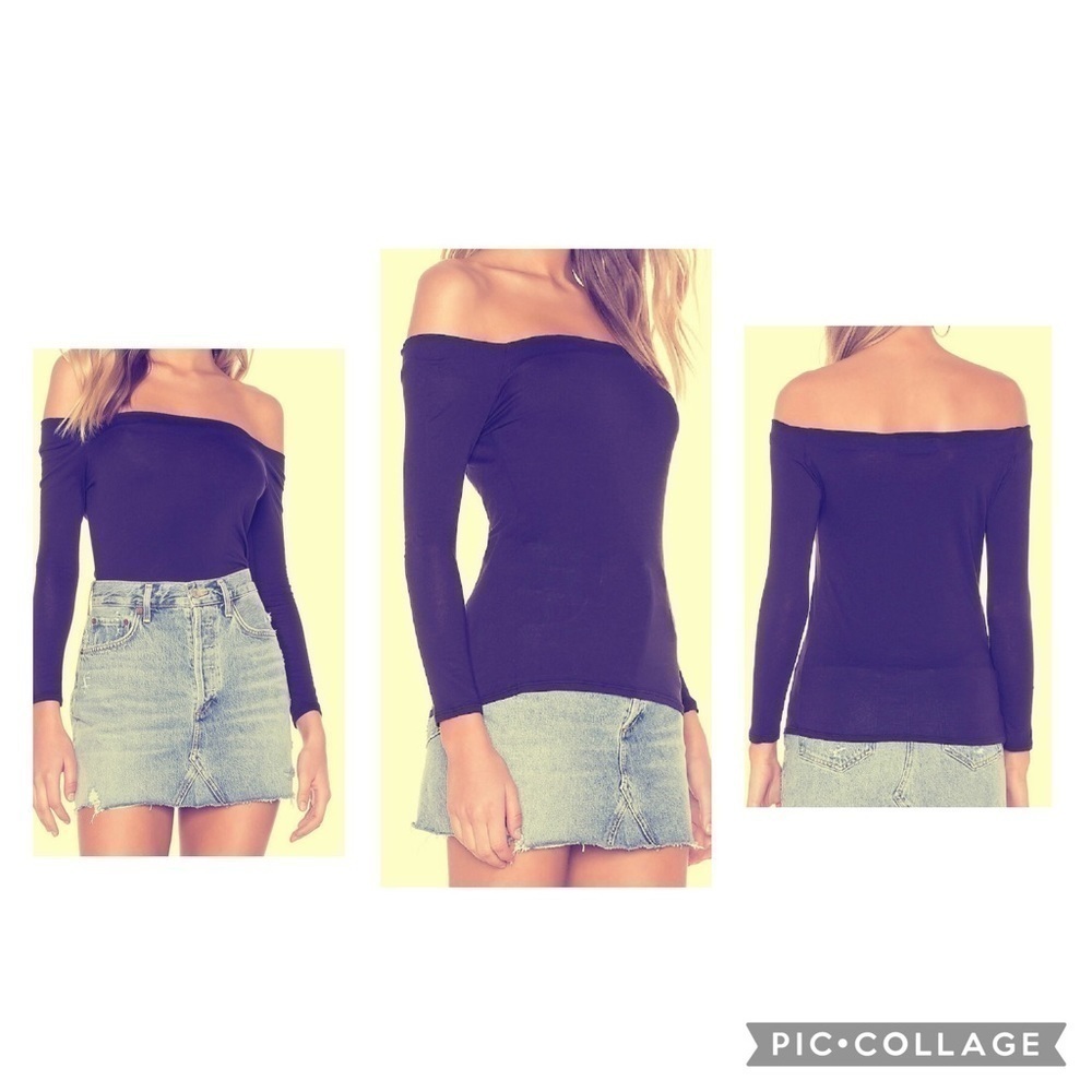 VELVET GRAHAM & SPENCER REVOLVE Women’s Midnight Blue Off Shoulder RHYE Top XL